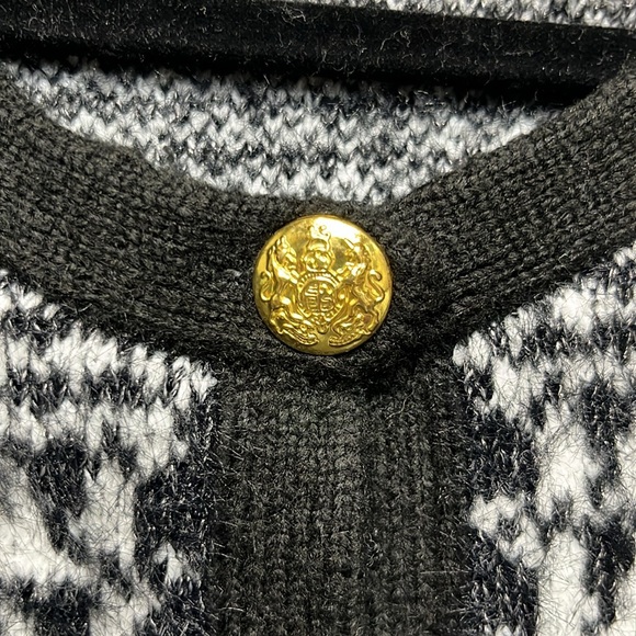 Tahari Black and White Sparkle Glitter Houndstooth Long Sleeve Cardigan/Sweater - Picture 3 of 7